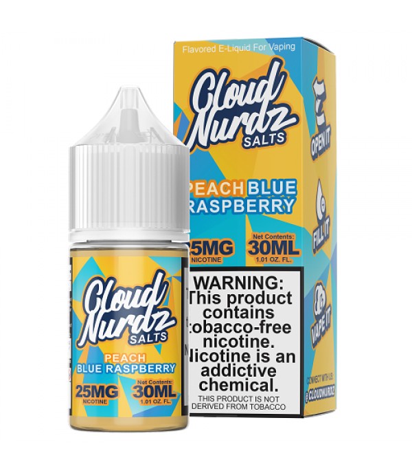 Cloud Nurdz Synthetic Nicotine Peach Blue Raspberry 30ml Nic Salt Vape Juice